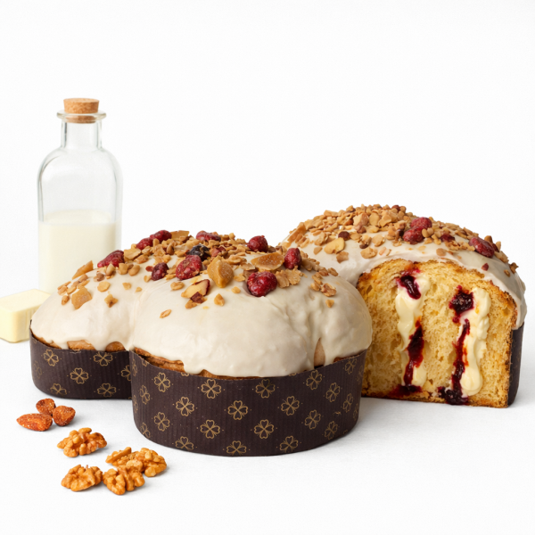 Colomba au noix, figues confites du Cilento, amandes pralinées, au lait et au beurre de bufflonne 1,2kg - La Torraca