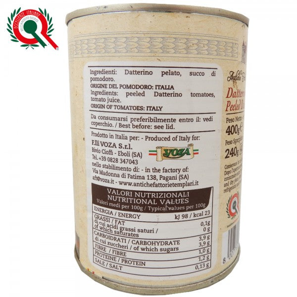 Tomate cerise Datterino pelée 400g - Antiche Fattorie Templari