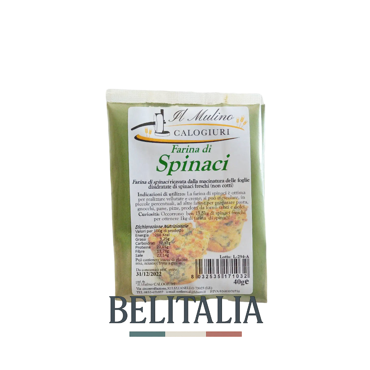 Farine d'épinards 40g - Il Mulino Calogiuri