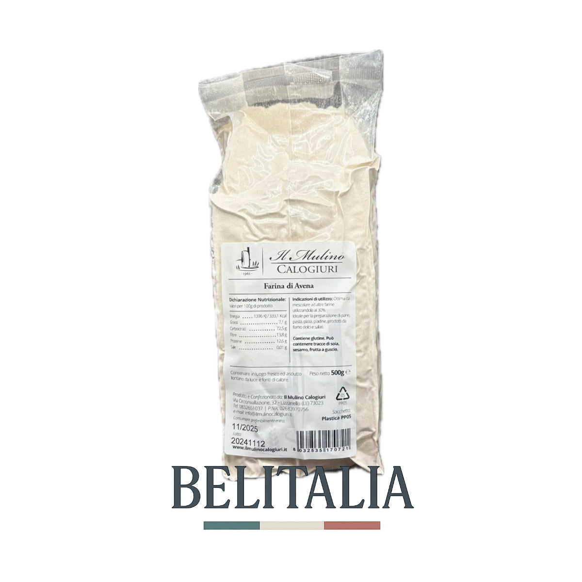 Farine d'avoine moulue sur pierre 500g - Il Mulino Calogiuri